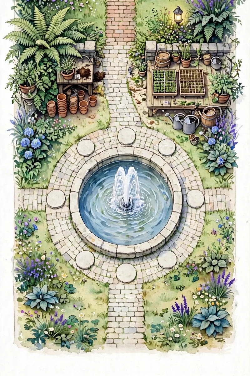 The fountain court, where every journey begins